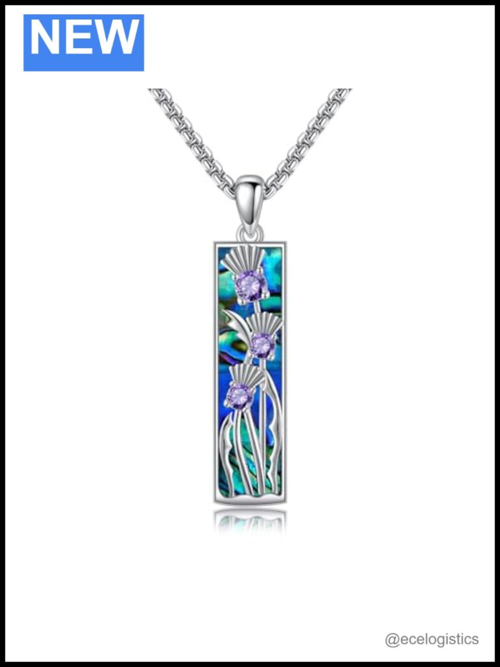 925 Sterling Silver Thistle Pendant Necklace 22in Box Chain